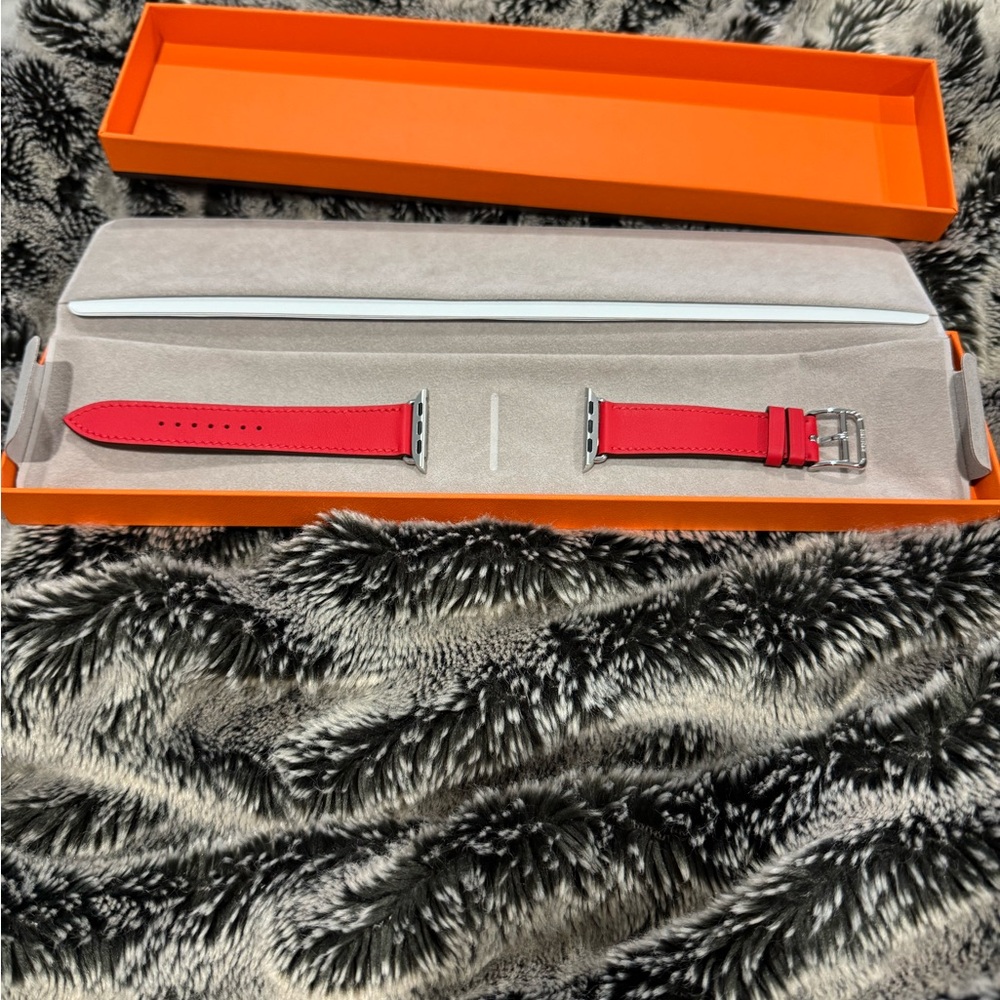 Hermes Red Leather Watch Strap